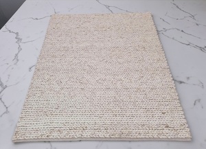 Handmade Modern Solid Chunky Knit Wool <b>Rug</b> <b>Thin</b> Latex Backed Ivory Area <b>Rug</b> for Living Room Bedroom Home Decor - Product Image 3