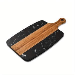Tabla de Cortar de Madera Rectangular con Incrustaciones de Mármol, Reutilizable, 12 mm de Grosor, para Uso en la Cocina, Color Negro - Product Image 1