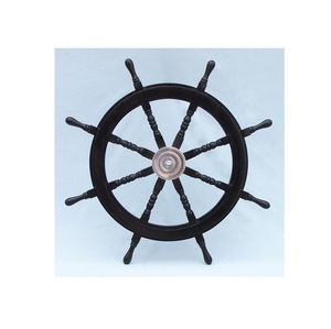 Wooden <b>Ship</b> <b>Wheel</b> Seafarer Harbor Feature Designed to Reflect Coastal Adventure with Graceful Residential Wall Presentation - Product Image 1