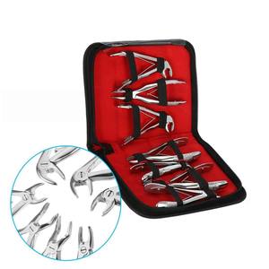 Ensemble de 7 pinces d'extraction dentaire pédiatriques avec étui, poignée ergonomique argentée, certifié CE, kit d'extraction dentaire pour enfants - Product Image 1