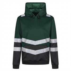 Sweat-shirt à capuche haute visibilité pour homme, orange marine, bandes réfléchissantes, en molleton 100 % coton, coupe oversize, écologique - Product Image 4