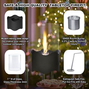 Quemador de Bioetanol Portátil con Diseño Ondulado, Chimenea de Mesa Negra para Uso en Interiores y Exteriores - Product Image 5