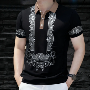 เสื้อเชิ้ตผู้ชายลำลองพิมพ์ลายดิจิทัลสไตล์ชาติพันธุ์หรูหราจากปากีสถาน ผ้าแคนวาส แขนสั้น สีพื้น เป็นมิตรกับสิ่งแวดล้อม ระบายอากาศได้ดี รับสกรีนโลโก้ - Product Image 4