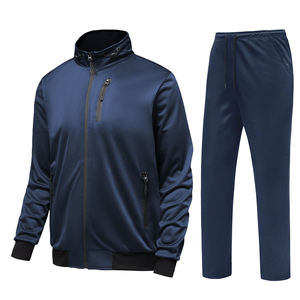 Ensemble de survêtement pour homme avec fermeture éclair, col montant, vêtements de sport, jogging, fitness, hiver, avec poches latérales doubles - Product Image 2