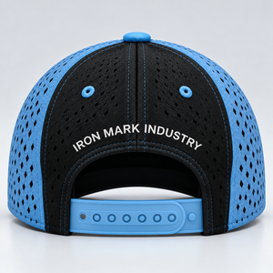 หมวกเบสบอลเดนิม MARK INDUSTRY แบบ 6 แผง ตาข่ายระบายอากาศ สปอร์ต ปรับขนาดได้ ยูนิเซ็กส์ สีน้ำเงิน-ดำ ตัดสี ทั่วไปสำหรับฤดูใบไม้ผลิและฤดูร้อน - Product Image 3