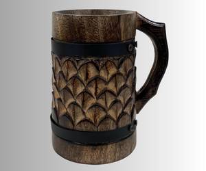 Jarra de Madera Hecha a Mano, Vaso Duradero de Madera Natural para Amantes de la Cerveza, Accesorios para Fiestas Temáticas Medievales y Bares - Product Image 5