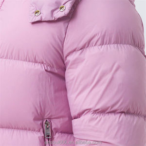 Chaqueta Acolchada Rosa de Alta Calidad con Capucha y Cuello Alto, Cierre de Botones, Resistente al Viento, Abrigo de Invierno, Corte Regular, Estilo Casual, Unisex - Product Image 4