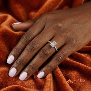 <b>Silver</b> <b>Emerald</b> Cut Moissanite <b>Ring</b> Elegant Womens Engagement Jewelry Luxury Fashion <b>Ring</b> NYC Style Gift - Product Image 3