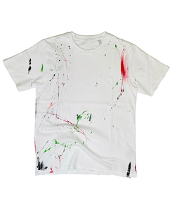Camiseta Blanca de Manga Corta para Hombre 2026, Diseño Desgastado con Salpicaduras Pintadas a Mano, Corte Regular, Cuello Redondo, 100% Algodón Tejido - Product Image 1