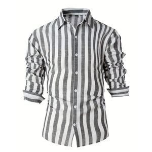 เสื้อเชิ้ตแขนยาวผู้ชายสไตล์ลำลองสำหรับธุรกิจและสำนักงาน ผ้าฝ้าย 100% ระบายอากาศได้ดี แห้งเร็ว น้ำหนัก 180 กรัม คุณภาพสูง สำหรับฤดูร้อน รับผลิตแบบ OEM - Product Image 3