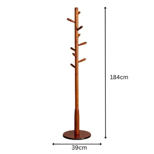 Perchero de madera de diseño elegante en nogal oscuro con base redonda, minimalista para recibidor, opciones personalizables - Product Image 3