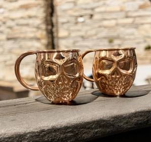 Mug à Moscow Mule en cuivre avec motif squelette martelé, style gothique, vaisselle de bar - Product Image 2