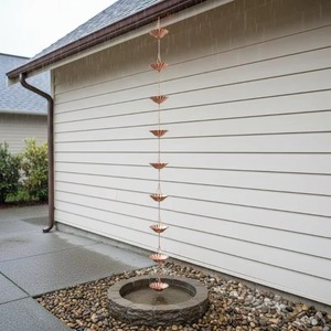 Chaîne de récupération d'eau de pluie en métal tendance pour extérieur avec design de coupelle suspendue - Product Image 1