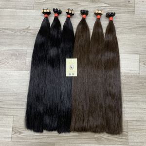 Extensiones de cabello humano vietnamita de alta calidad, superventas, cutícula alineada, marrón oscuro, negro, recto, doble dibujado, onda Natural - Product Image 6