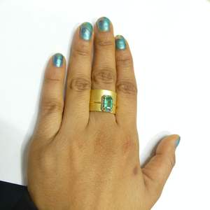 Anillos Unisex de Plata de Ley 925 Chapados en Oro con Diamantes y Esmeraldas, MOQ Bajo, Anillos Antiguos de Moissanita - Product Image 2