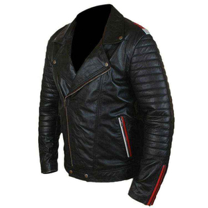 Blouson de moto en cuir de vachette, production OEM pour hommes, logo personnalisé accepté, coupe élégante et protectrice, blouson de moto en cuir. - Product Image 3