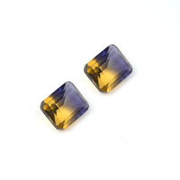 Excelente Gema Suelta de Cuarzo Ametrino Sintético, Corte Octogonal 10x12mm, Briolette Facetada, Cabujón de Alto Brillo, Morado Amarillo
