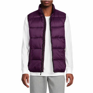 Men's Purple Puffer Vest Stand Collar Zip Up Winter Down Waistcoat Casual Windproof <b>Gilet</b> - Product Image 1