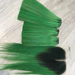 ช่อผมมนุษย์เวียดนามสีเขียวอ่อนมัดตรงและปิดผมเรมี่คุณภาพสูง - Product Image 2