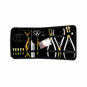 Kit de Herramientas Profesional para Extensiones de Cabello con Micro-Anillas de Oro Blanco Premium, con Estuche y Logotipo Personalizado, Alicates para Extensiones de Cabello con Cinta Adhesiva - Product Image 1