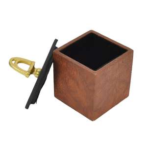 Handmade <b>Storage</b> Jewelry Boxes & Bins <b>Brown</b> Color Leather Gift <b>Box</b> With Black Lid Gold Horse Stirrup Handle Custom Size & Design - Product Image 3