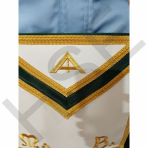 Custom Masonic Master Apron Collar Set Green <b>Gold</b> Embroidery Regalia Apron with Adjustable Collar and Premium Quality - Product Image 5