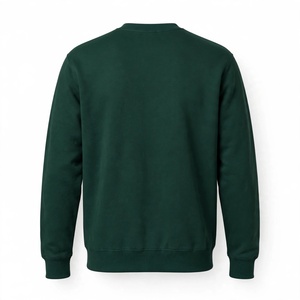 Sweat-shirt à col rond en coton vert foncé, imprimé géométrique vert fluo, vêtements de rue personnalisés, pull-over pour hommes, tissu 340g - Product Image 2