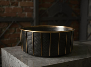 Lavabo de latón hecho a mano, negro y dorado, martillado, para baño, decorativo, de lujo, estilo antiguo, accesorio para baño. - Product Image 5