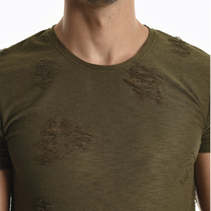 เสื้อยืดสตรีทแวร์ผู้ชายแฟชั่นใหม่ปี 2026 แบบดิสเทรสสีพื้น แขนสั้น สกรีนโลโก้ได้ตามสั่ง ล้างสีแบบเอซิดวอช ผ้าฝ้าย 100% - Product Image 5