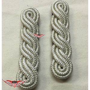 KEW Epaulettes Silver Silk <b>Braided</b> Black Back Mylar Thread Eco-Friendly Vintage Embroidered Customizable Luxury <b>Accessory</b> - Product Image 1