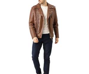 Chaqueta de Invierno de Cuero Genuino Original para Hombre, Estilo Clásico y Moderno, Impermeable, para Motociclistas, con Forro de Poliéster - Product Image 4