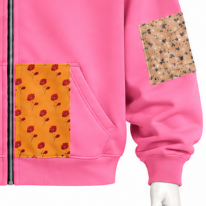 Pink Winter <b>Tapestry</b> Patchwork Fleece Zip Hoodie Oversized Hooded Sweatshirt Printed Patch Casual Streetwear Eco-Friendly Unisex - Product Image 6