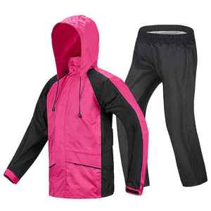 Traje Impermeable Universal para Adultos, Chaqueta con Capucha y Pantalones, Conjunto Rojo y Negro, Ropa Casual para Senderismo y Camping al Aire Libre - Product Image 2