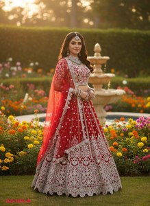 Lehenga Choli en soie brodée violette avec dupatta, longueur au sol, tenue de mariage indienne traditionnelle pour femmes - Product Image 2