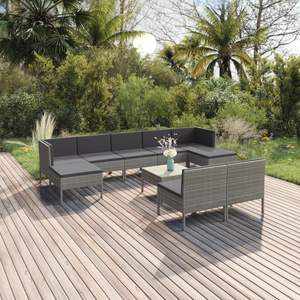 Ensemble de salon de jardin en rotin PE gris avec structure en acier thermolaqué, produit en polyester durable et élégant - Product Image 1