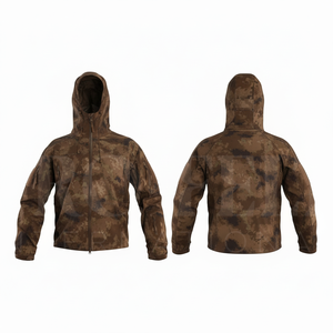 Men's Clothing Lightweight Waterproof Windbreaker Jacket Hooded Outdoor Casual Full <b>Zip</b> Front Custom Camouflage Design Jackets - Product Image 2