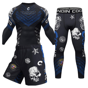 Men's Jiu Jitsu Rash Guard Set Full Sleeve Sublimation Printed Quick Dry <b>Athletic</b> Training Kit Sports Wear - Product Image 6