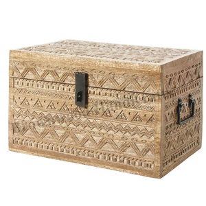 Boîte sculptée en bois de manguier de qualité supérieure, design moderne, 100% bois naturel, très vendue, pour la décoration de la maison - Product Image 1