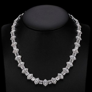 Luxury Women's Statement Chain Rhodium Plated Diamond Marquise Cut Geometric Fine Design <b>Jewellery</b> For Unisex Chain - Product Image 1