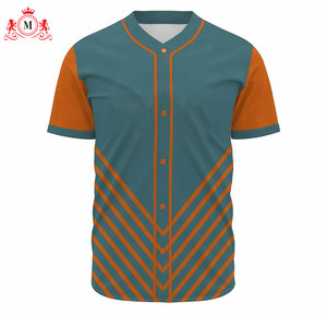 เสื้อเบสบอลสีเขียวอมฟ้าและสีส้มสำหรับผู้ชายพร้อมกางเกงเข้าชุด ชุดยูนิฟอร์ม วัสดุโพลีเอสเตอร์ระบายอากาศได้ดีสำหรับผู้ใหญ่ - Product Image 4
