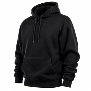 Sweat à capuche ample en coton épais avec poche kangourou et cordon de serrage, avec patch appliqué personnalisé, vente en gros - Product Image 1