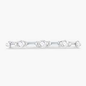 Baguette Round Cut Lab Grown Diamond Stackable <b>Rings</b> 10K 14K 18K Solid Gold Minimalist <b>Thin</b> Half Eternity Wedding Matching Band - Product Image 5