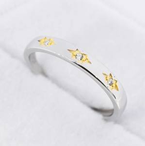 แหวนสตาร์เบิร์สต์ แหวนเงินสเตอร์ลิง แหวนปรับขนาดได้ แหวนรูปดาว CZ แหวนรูปดาวเหนือ - Product Image 2