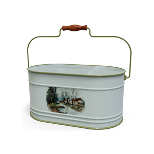 Oval Metal Storage Organizer with Rope Handles Industrial Style Durable Utility <b>Bin</b> for Living Room Sundries Galvanized <b>Caddy</b> - Product Image 3