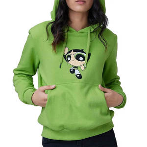 Sweat-shirt à capuche vert pour femme, motif dessin animé, décontracté, en molleton doux, tendance hiver - Product Image 1