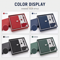 Ensemble cadeau d'entreprise personnalisé avec logo 4 en 1, carnet A5, stylo, porte-clés en métal, porte-cartes de visite, coffret cadeau promotionnel exécutif