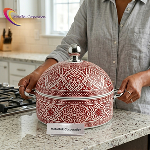 Luxury Colourful Lid Stainless Steel Casserole Hot Pot Food <b>Warmer</b> Serving Dish Insulated Double Wall <b>Buffet</b> Hotpot Stock Pots - Product Image 2