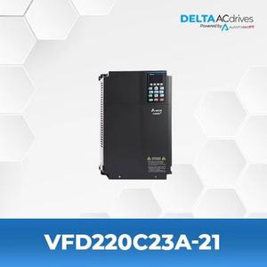 อินเวอร์เตอร์ Delta VFD220C23A-21 แบบสามเฟส AC ควบคุมแบบเวกเตอร์ไร้เซนเซอร์ แรงดัน 460V ระบายความร้อนด้วยพัดลม สำหรับระบบอัตโนมัติในอุตสาหกรรม - Product Image 1