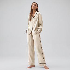 <span class=keywords><strong>Pigiama</strong></span> di Lusso in Seta di Gelso per Donne, Set Sexy in <span class=keywords><strong>Raso</strong></span>, Abbigliamento da Notte a Maniche Lunghe, Loungewear e Homewear per Signore - Product Image 1