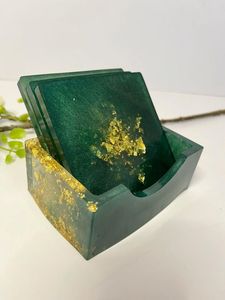Premium Resin Coasters with Marble Design Heat Resistant Cup <b>Mats</b> for Home <b>Bar</b> and Restaurant - Product Image 4